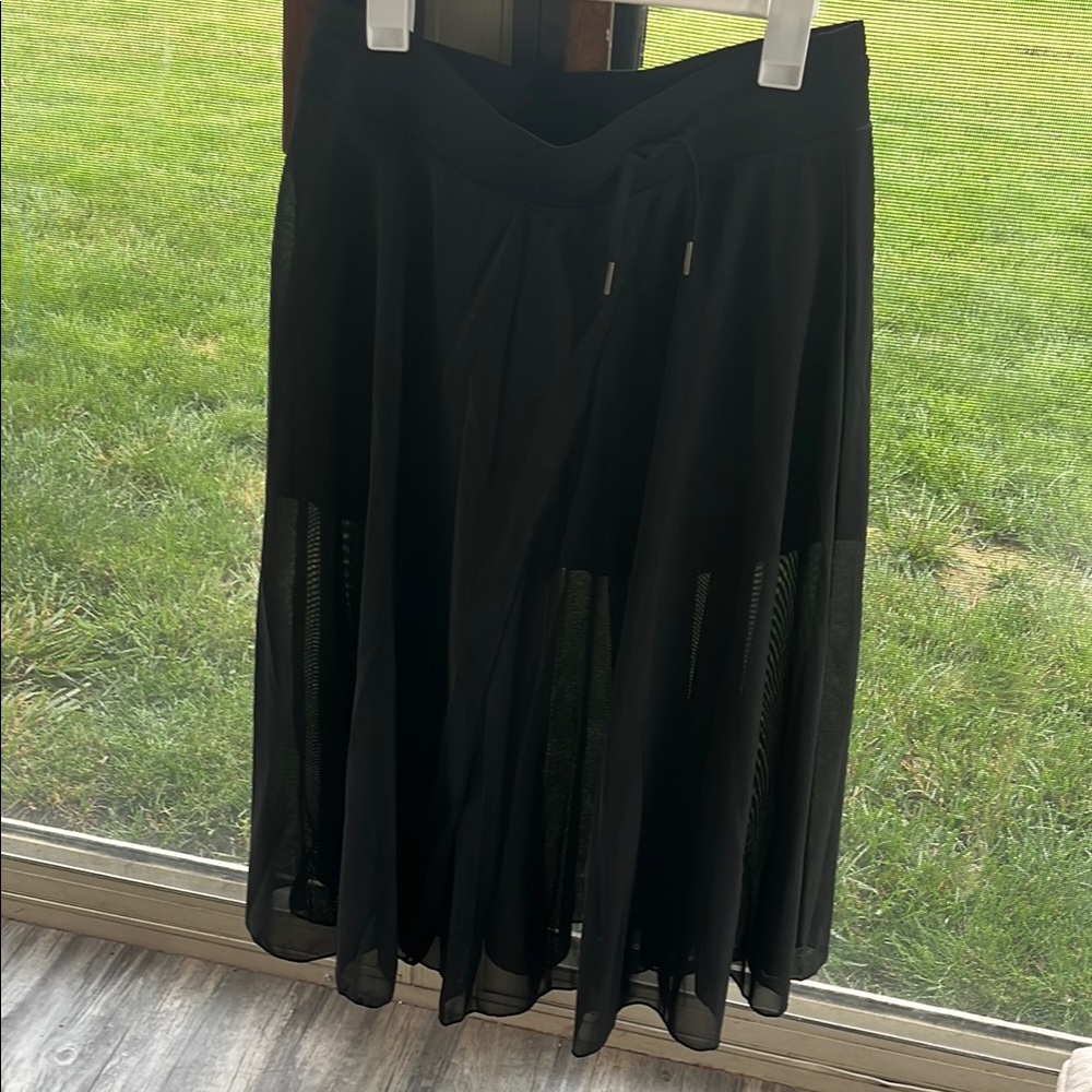 HALARA Black A-Line Pleated sheer Skirt XL